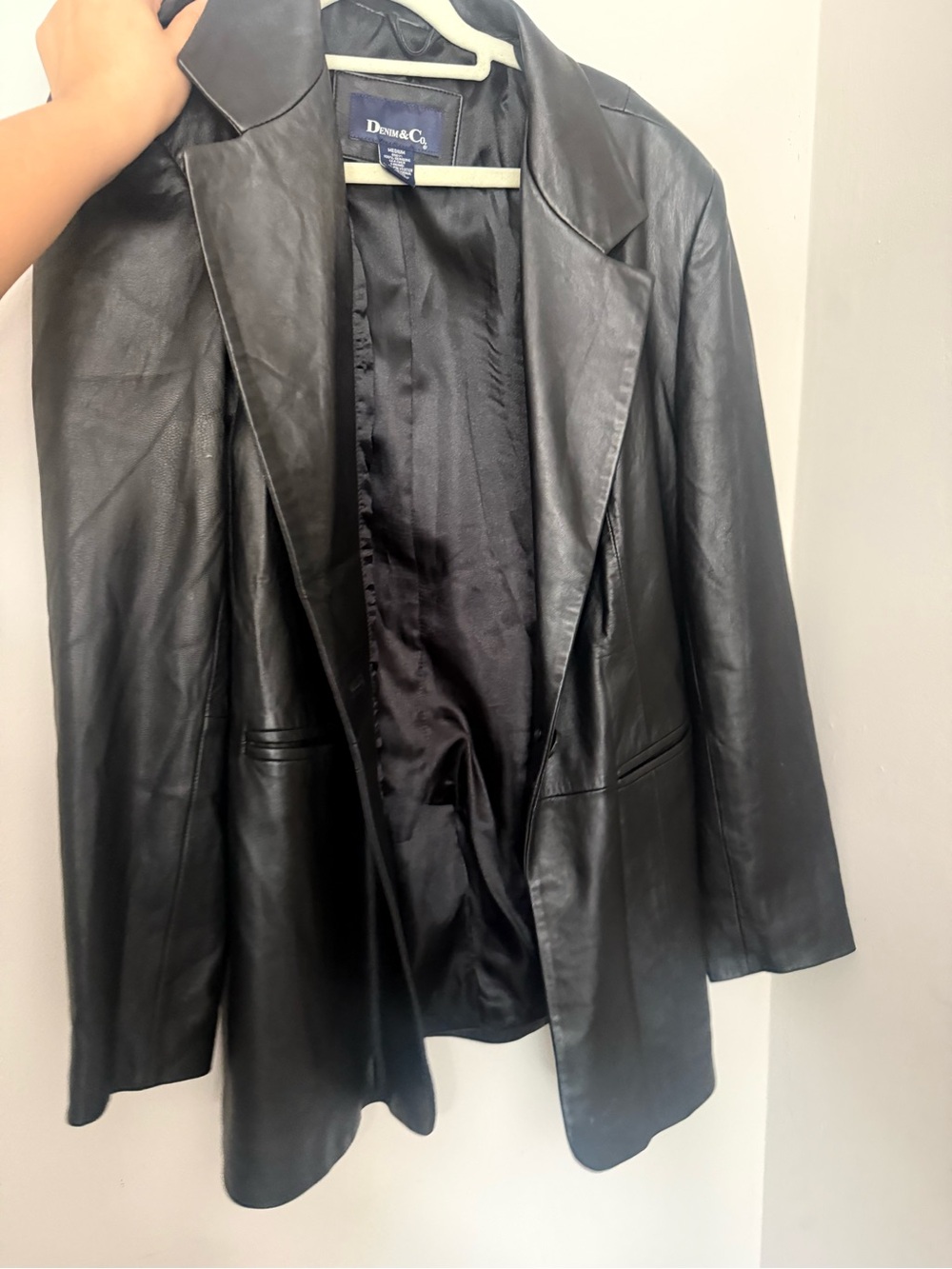 Women's Black Leather Blazer Jacket